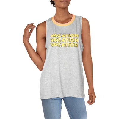 Marc New York Vacation Womens Graphic Ribbed Trim Tank Top In Blue