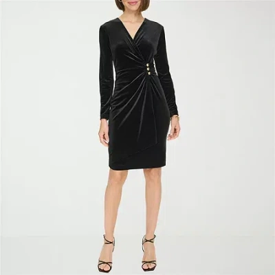 Marc New York Velvet Womens Long Sleeve Sheath Dress In Black