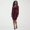 Marc New York Velvet Womens Long Sleeve Sheath Dress In Red