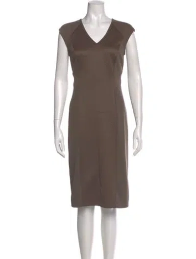 Pre-owned Marc New York V-neck Midi Length Dress In Brown