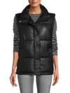 Marc New York Women's Faux Leather Puffer Vest In Black