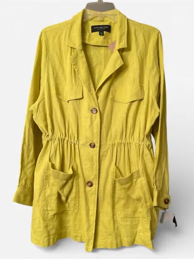 Marc New York Women's Linen Drawstring Waist Jacket In Warm Olive In Yellow