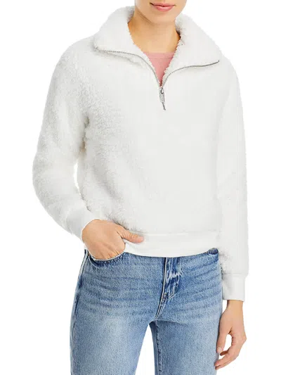 Marc New York Womens 1/4 Zip Pullover Faux Fur Coat In White