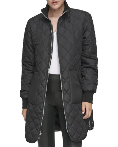 Marc New York Womens Andrew Marc Quilted Longline Jacket, M In Black