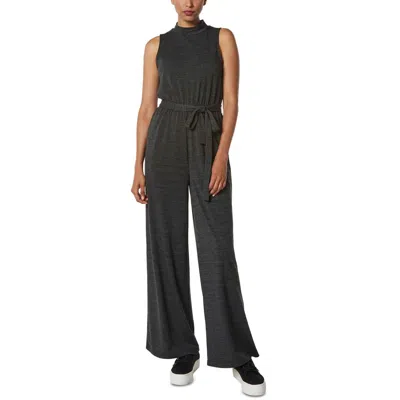 Marc New York Womens Heathered Mock Neck Jumpsuit In Black