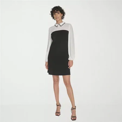 Marc New York Womens Long Sleeve Sheath Dress In Black