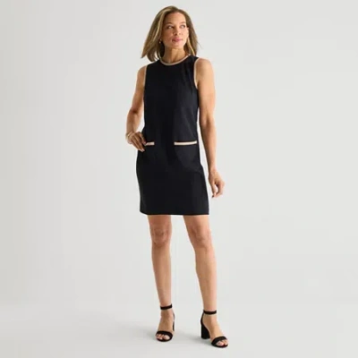 Marc New York Womens Round Neck Sleeveless Sheath Dress In Black
