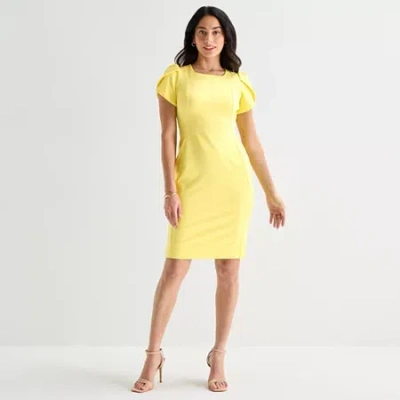 Marc New York Womens Short Sleeve Sheath Dress In Yellow