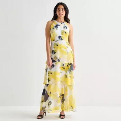 Marc New York Womens Sleeveless Abstract Maxi Dress In Yellow