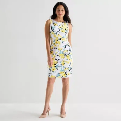 Marc New York Womens Sleeveless Floral Sheath Dress In Yellow