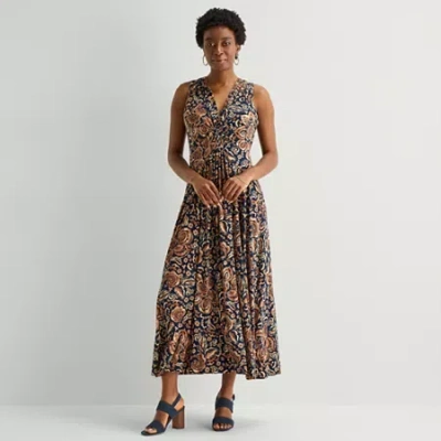 Marc New York Womens V Neck Sleeveless Maxi Dress In Multi