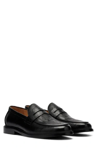 Marc Nolan Calum Embossed Penny Loafer In Black