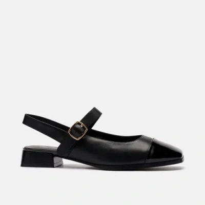 Marc Nolan Cora Leather Mary Jane Lug Slingbacks In Black