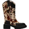 Marc Nolan Daisy Dark Horse Pony Hair Lug Cowgirl Boots In Black