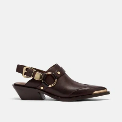 Marc Nolan Frontier Calf Leather Western Slingbacks In Brown