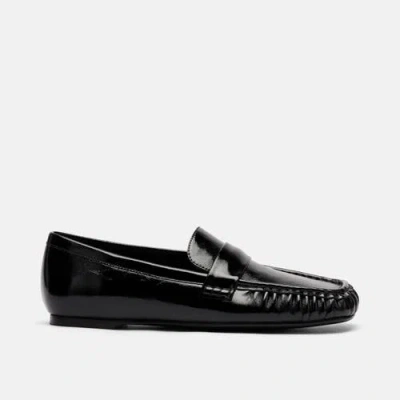 Marc Nolan Jane Leather Square-toe Slip-on Loafers In Black