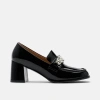 Marc Nolan Margot Patent Leather Penny Loafer Block Pumps In Black