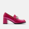 Marc Nolan Margot Patent Leather Penny Loafer Block Pumps In Purple