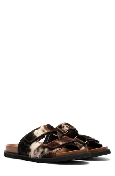 Marc Nolan Monaco Calf Hair Slide Sandal In Brown