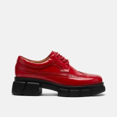Marc Nolan Ms. Alexander Leather Lug Wingtip Derby In Red