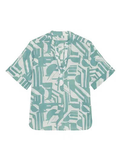 Marc O'polo Abstract-print Short-sleeve Blouse In Multi