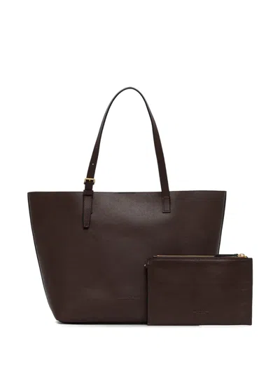 Marc O'polo Adjustable-strap Leather Tote Bag In Brown