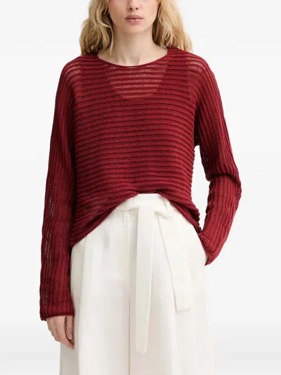 Marc O'polo Ajour Open-knit Sweater In Red