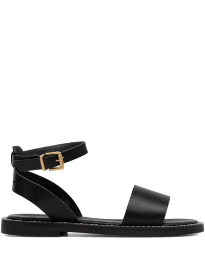 Marc O'polo Ankle-strap Flat Sandal In Black