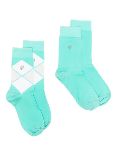Marc O'polo Argyle Logo Socks In Green