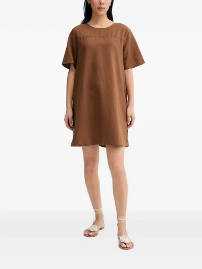Marc O'polo Back-tie Mini Dress In Brown