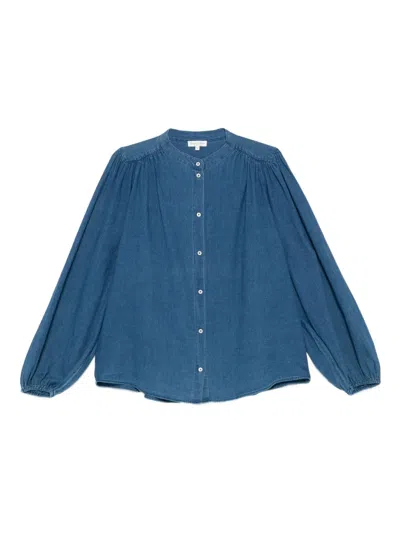 Marc O'polo Balloon-sleeve Button-front Shirt In Blue