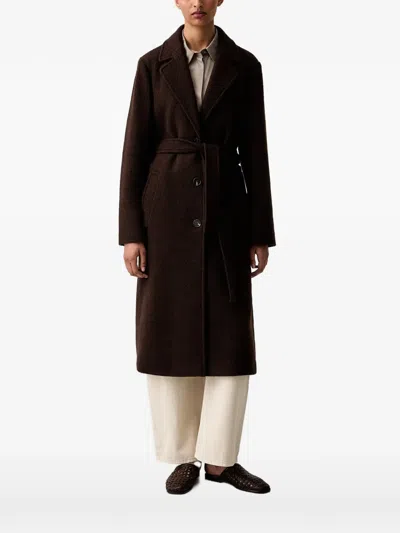 Marc O'polo Belted Button-up Coat In Brown