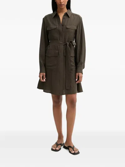 Marc O'polo Belted Cargo Mini Dress In Green
