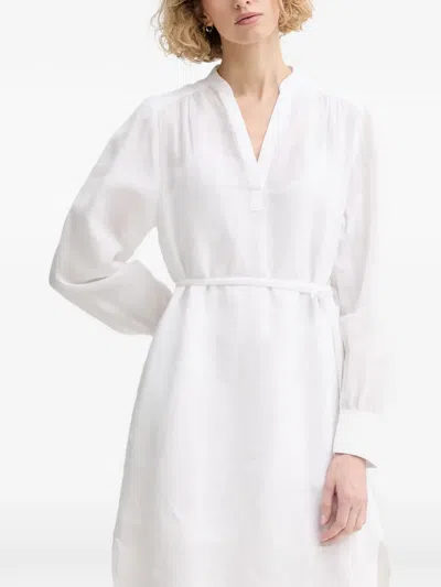 Marc O'polo Belted Long-sleeve Mini Dress In White
