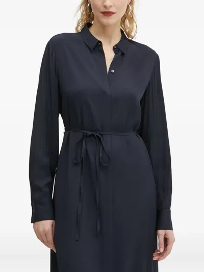 Marc O'polo Belted Shirt Midi Dress In Black