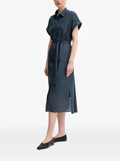 Marc O'polo Belted Shirt Midi Dress In Blue