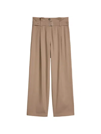 Marc O'polo Belted Woven Trousers In Brown