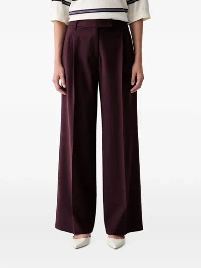 Marc O'polo Belt-loop Pleated Tailored Trousers In Burgundy