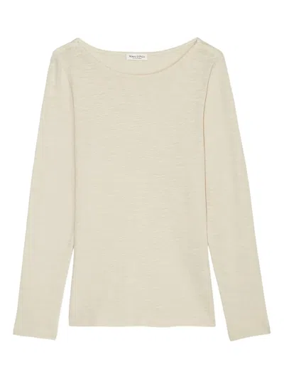 Marc O'polo Boat-neck Long-sleeve Top In Neutral
