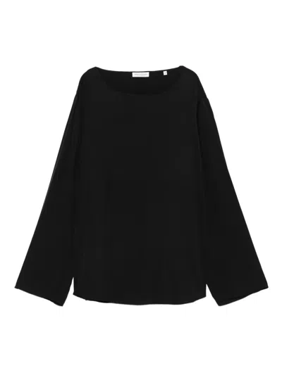 Marc O'polo Boat-neck Long-sleeve Top In Black
