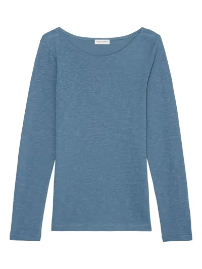 Marc O'polo Boat-neck Long-sleeve Top In Blue