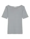 Marc O'polo Boat-neck Short-sleeve T-shirt In Gray