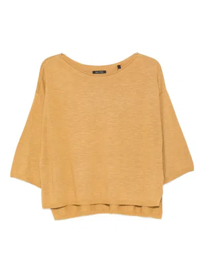 Marc O'polo Boat-neck Short-sleeve Top In Orange