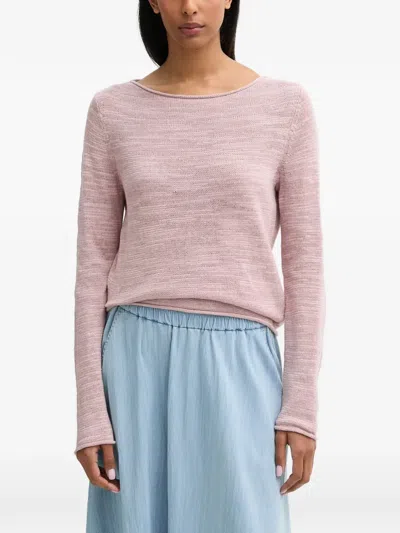 Marc O'polo Boat-neck Fine-knit Sweater In Pink