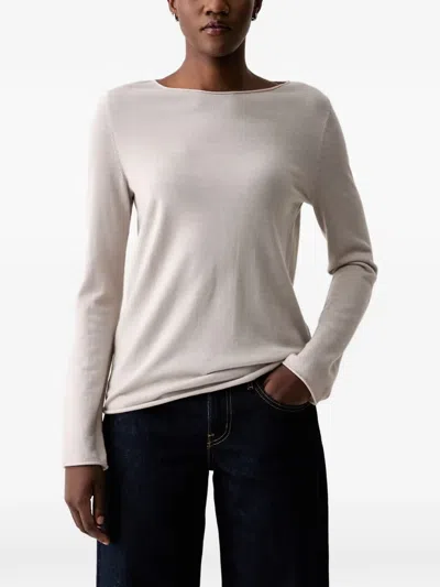 Marc O'polo Boat-neck Long-sleeve Sweater In White