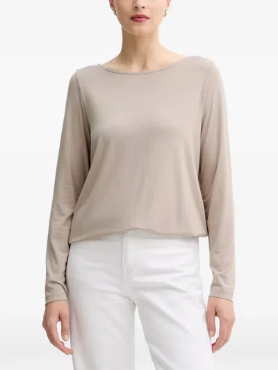 Marc O'polo Boat-neck Long-sleeve Top In Neutral