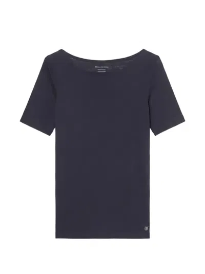 Marc O'polo Boat-neck Short-sleeve T-shirt In Black