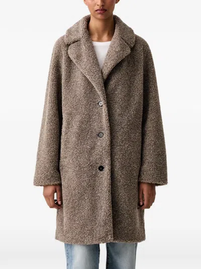 Marc O'polo Bouclé Notch-lapel Coat In Brown