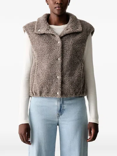Marc O'polo Bouclé Sleeveless Gilet In Brown