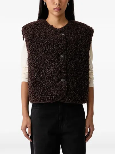 Marc O'polo Bouclé-texture Waiscoat In Brown
